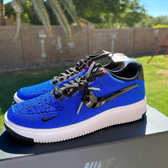 Nike Robert Kraft Blue New England Patriots Ultra Flyknit Air Force 1 Low 9.5 - Picture 2 of 10